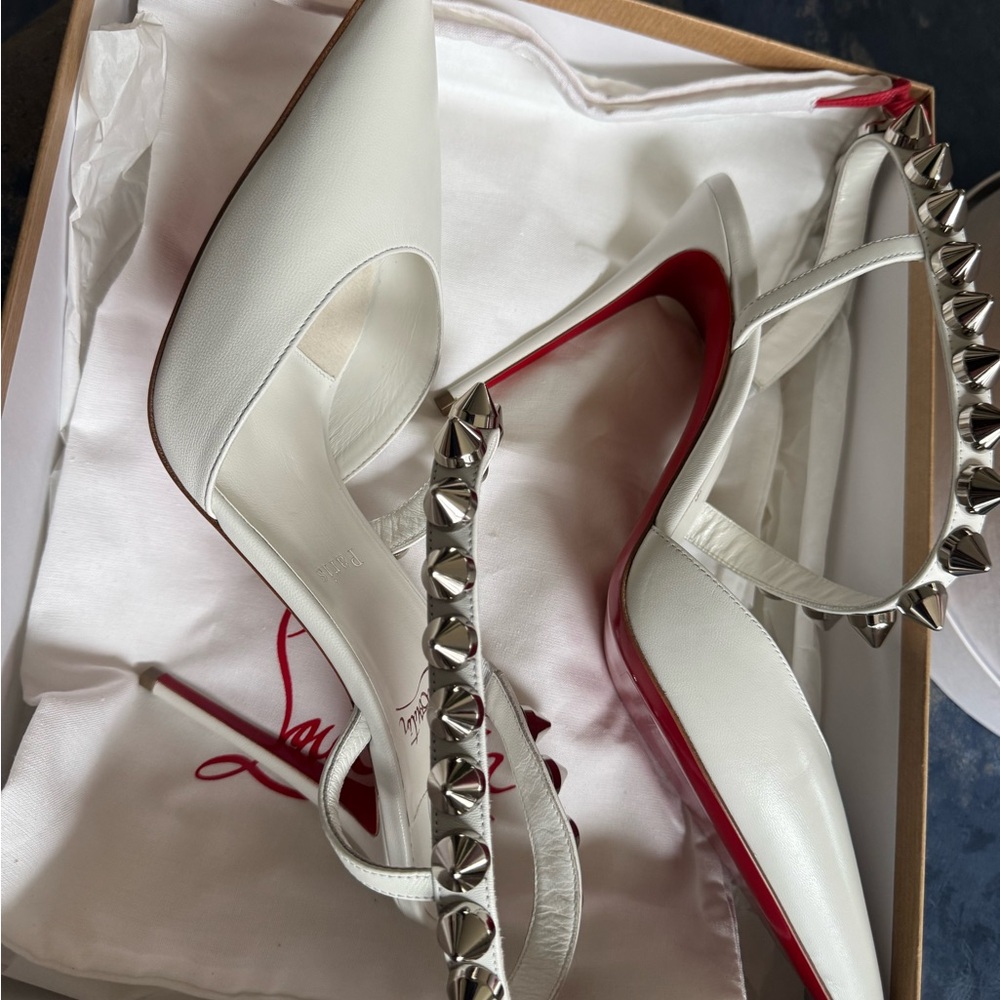 Christian Louboutin White Studded Heels